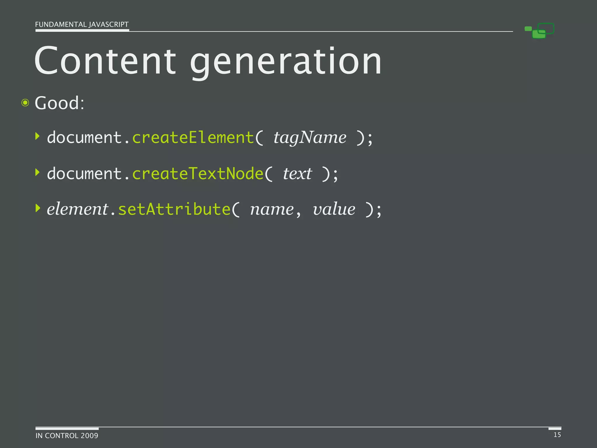 Fundamental JavaScript [In Control 2009]
