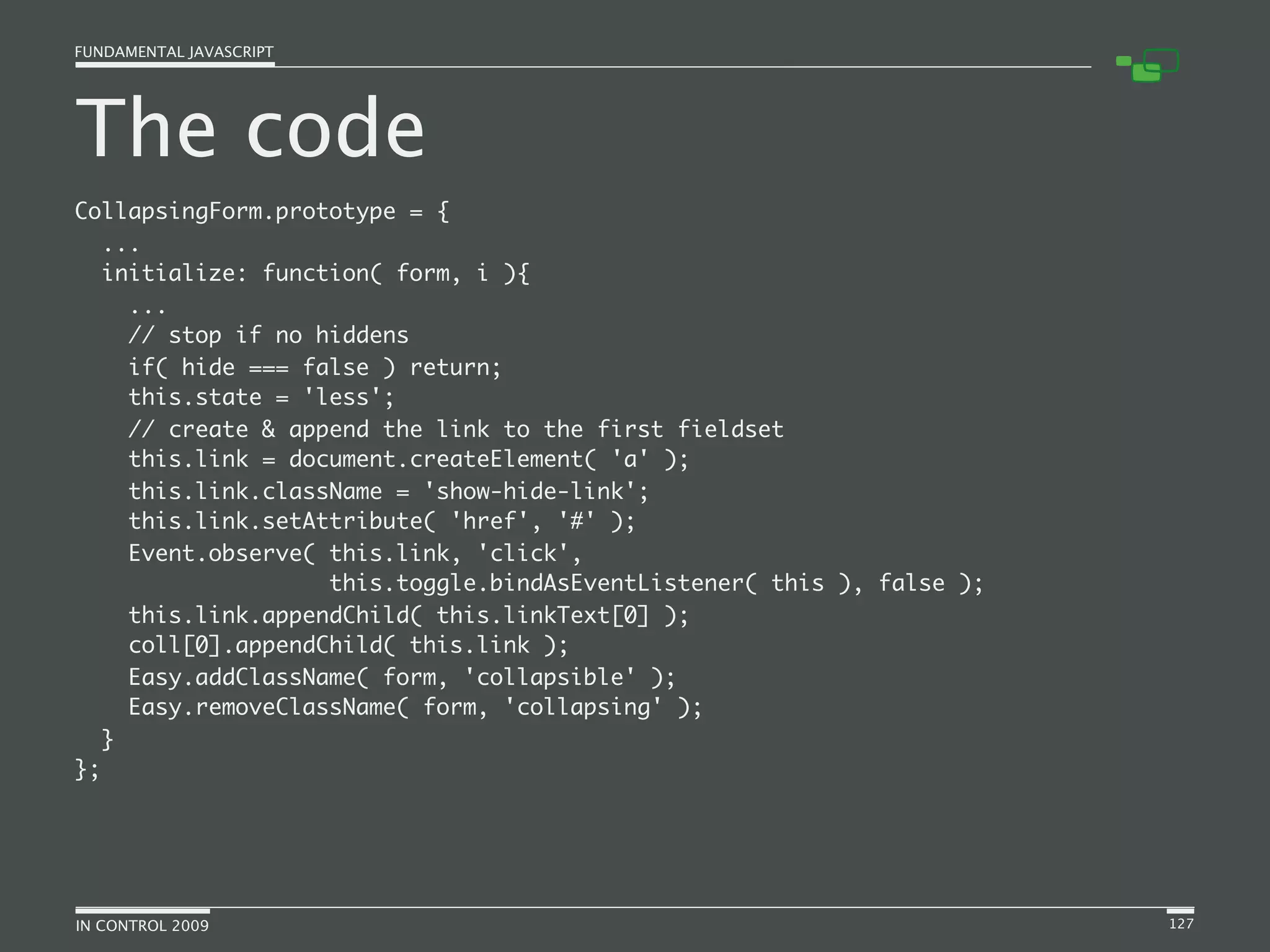 Fundamental JavaScript [In Control 2009]