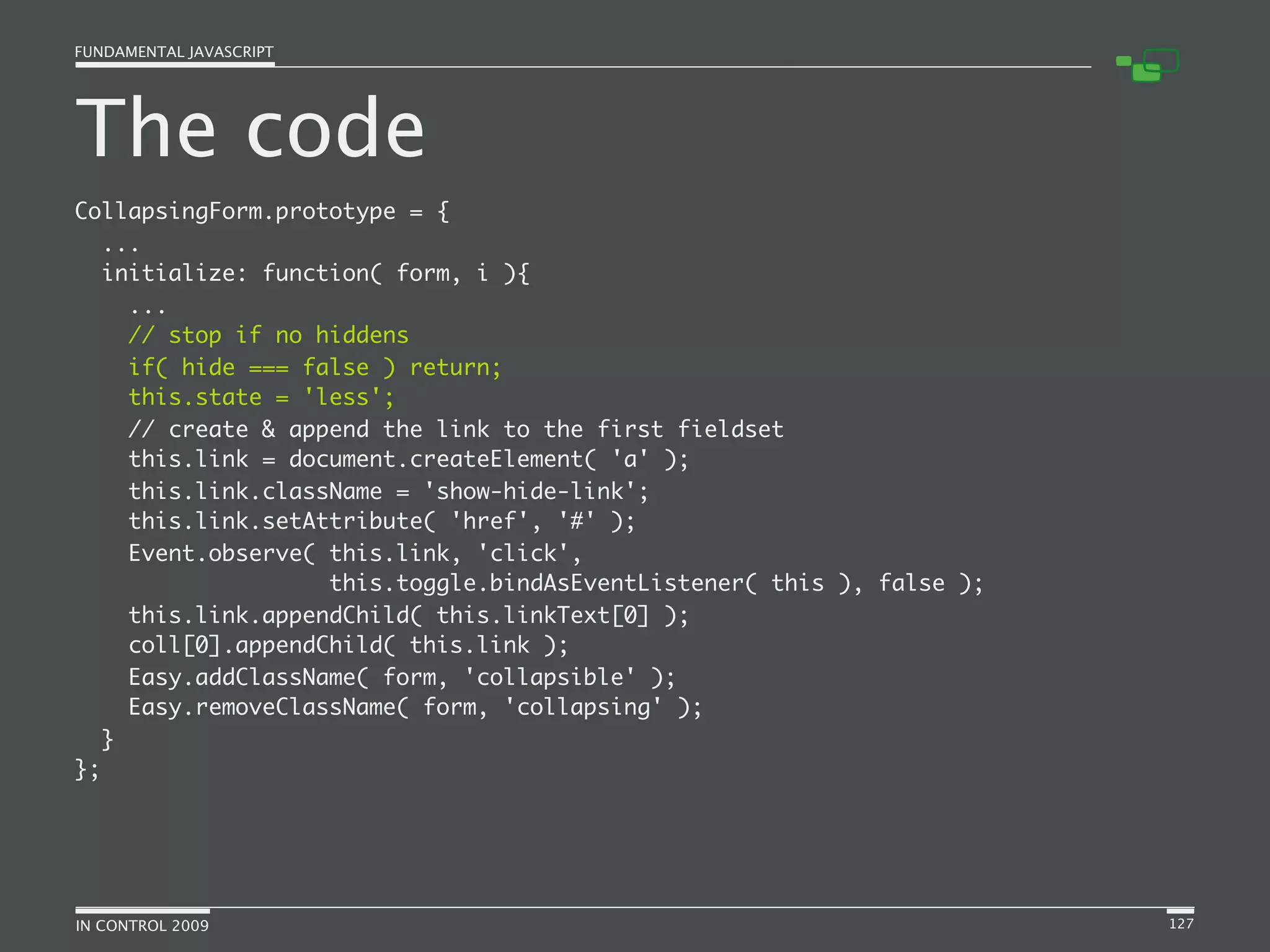 Fundamental JavaScript [In Control 2009]