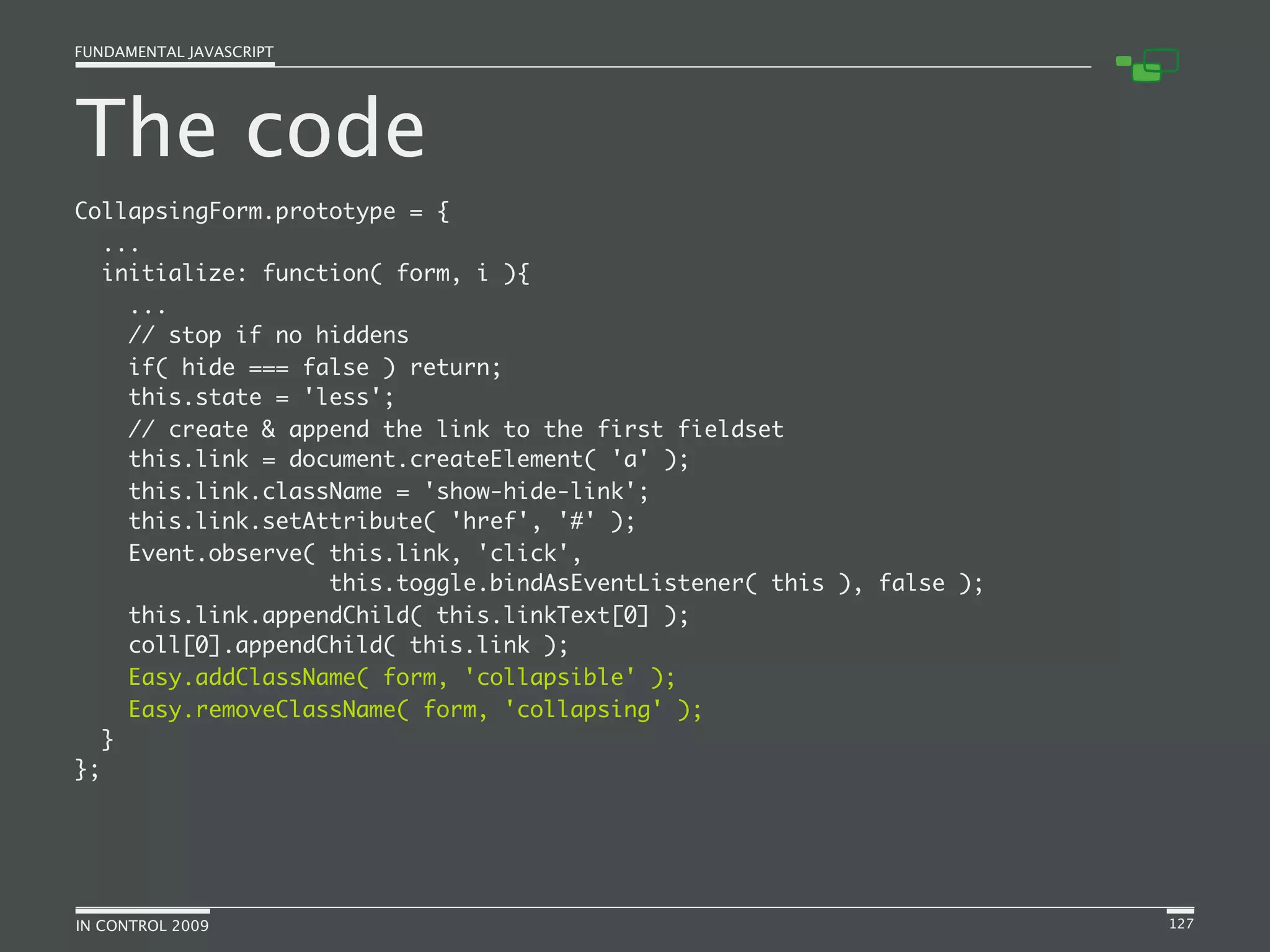 Fundamental JavaScript [In Control 2009]