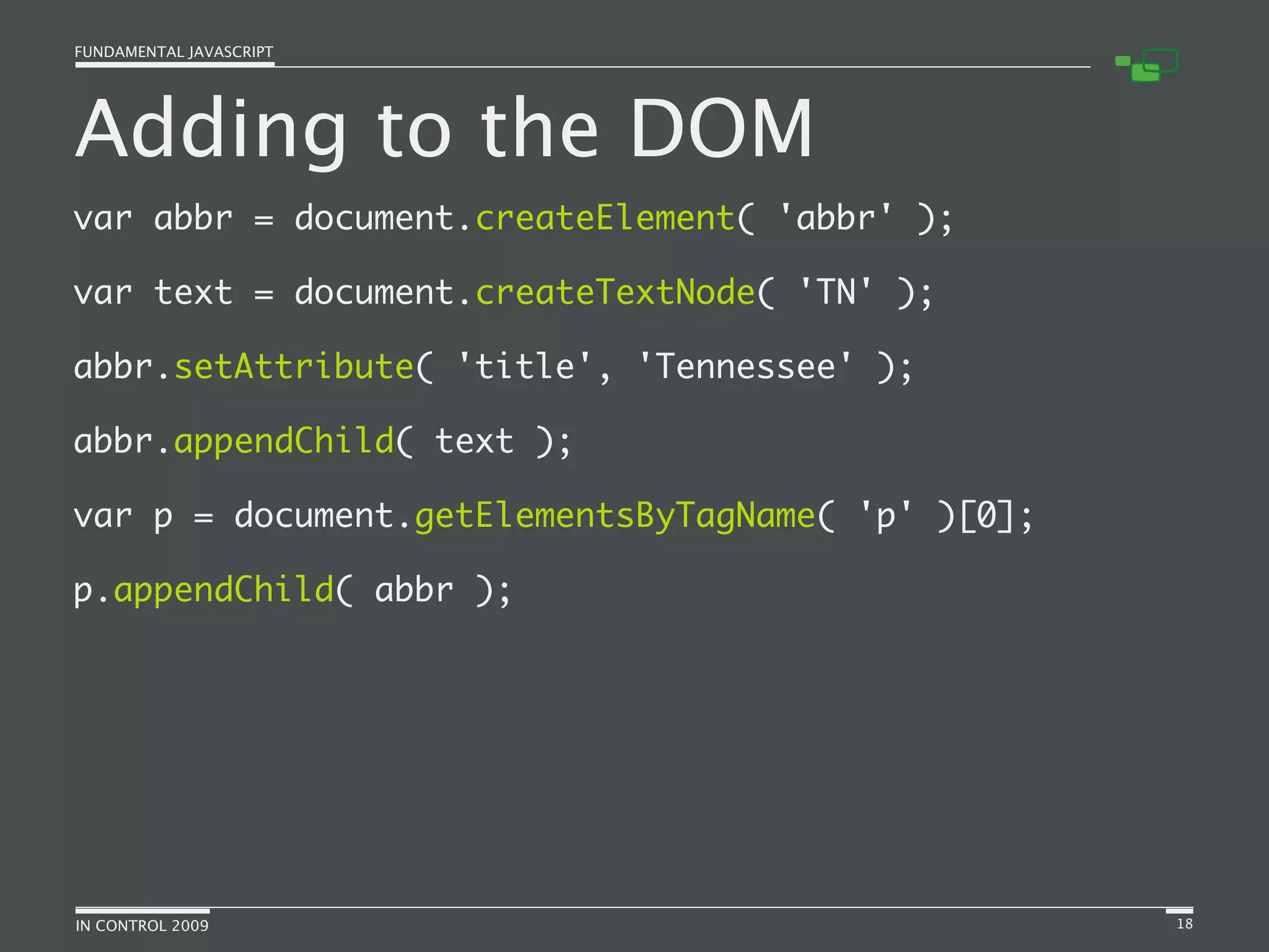Fundamental JavaScript [In Control 2009]