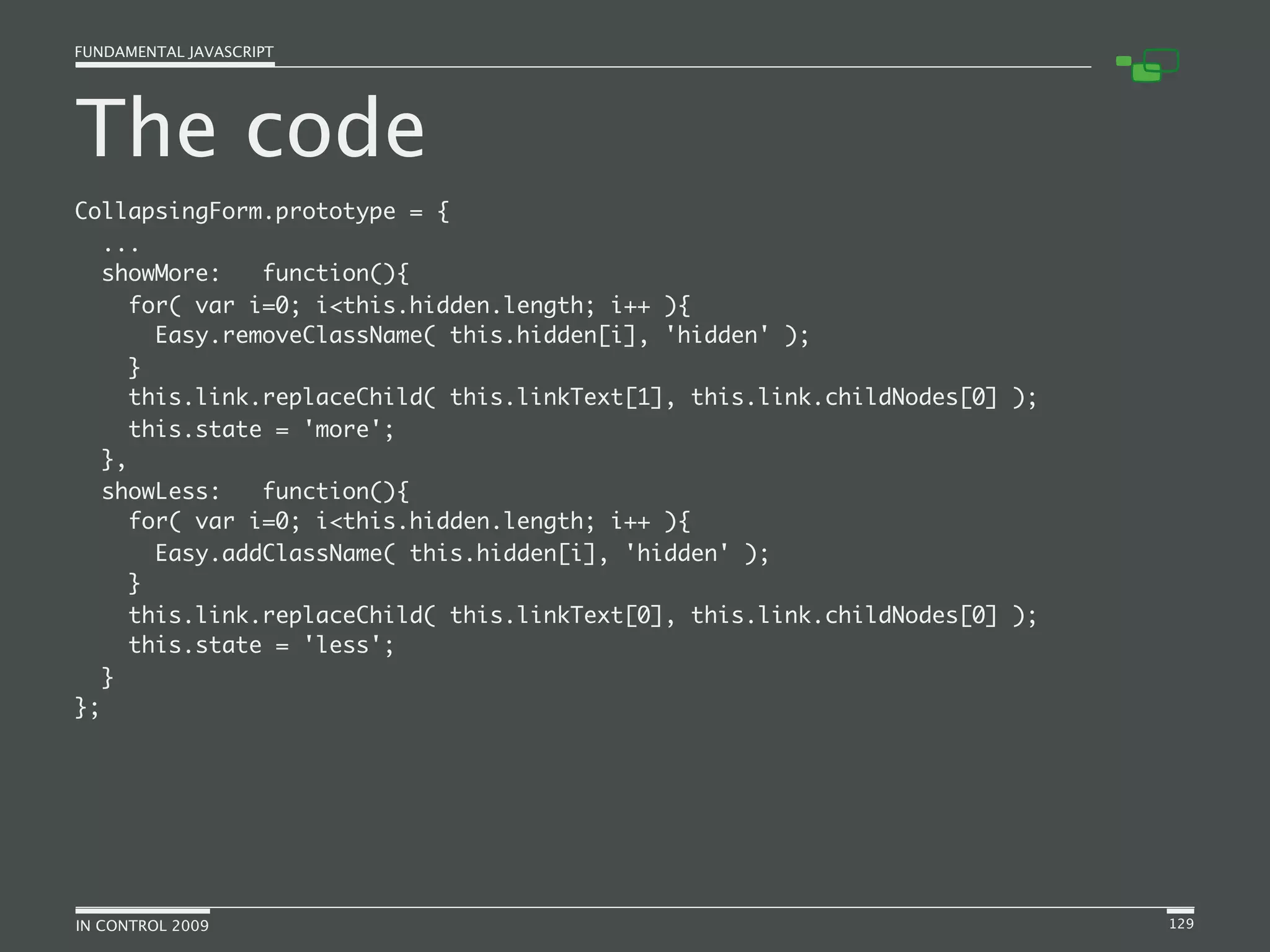 Fundamental JavaScript [In Control 2009]