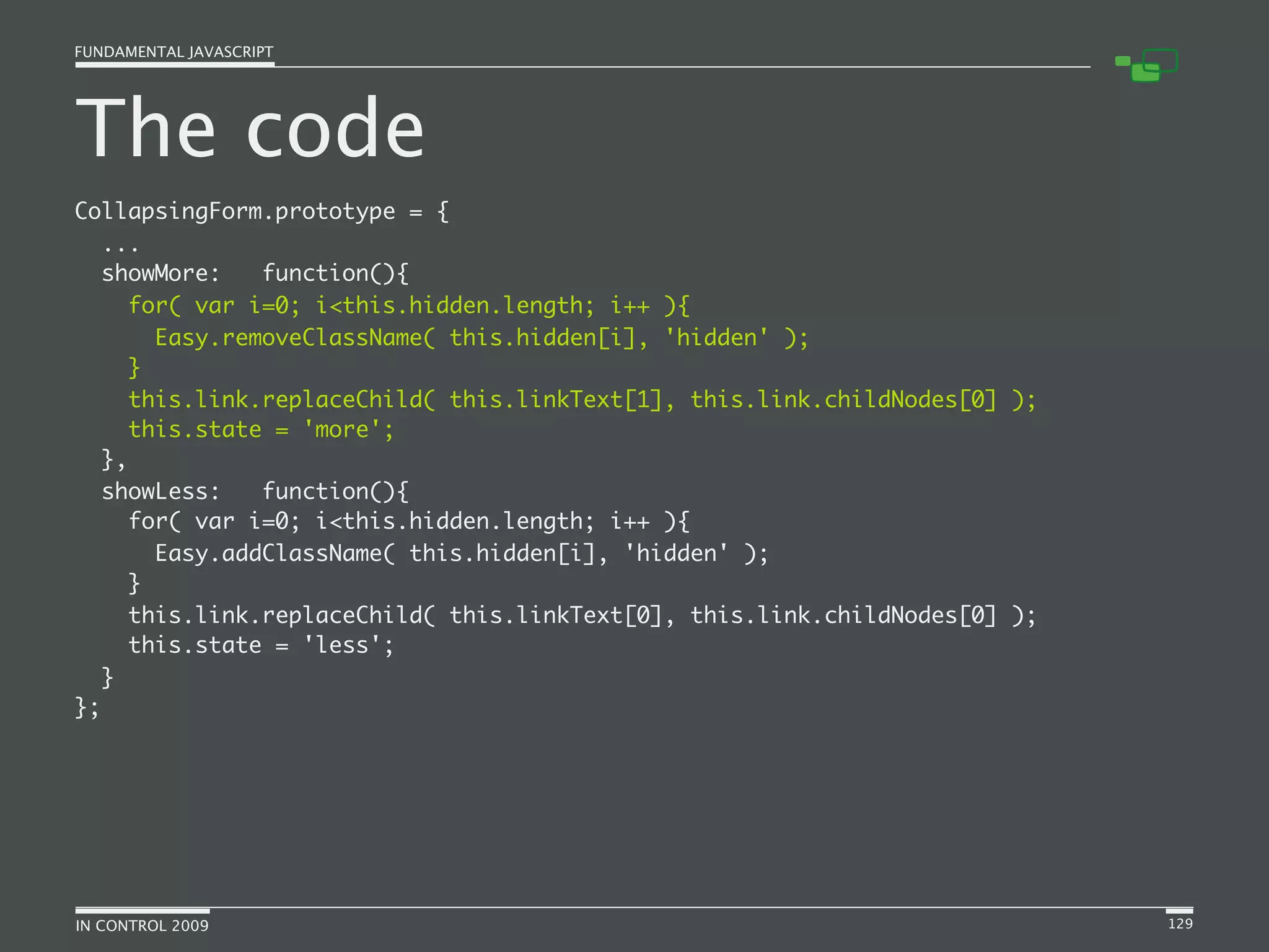 Fundamental JavaScript [In Control 2009]
