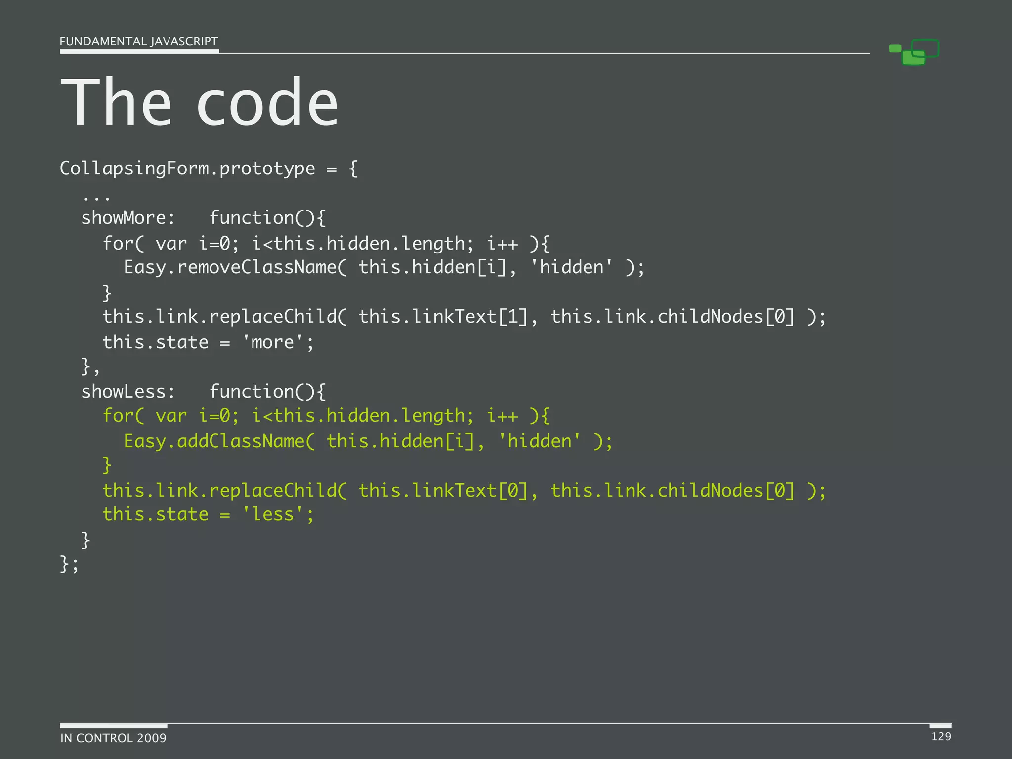 Fundamental JavaScript [In Control 2009]
