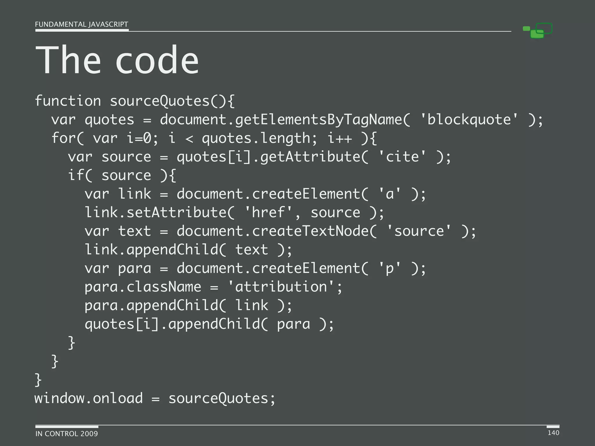 Fundamental JavaScript [In Control 2009]