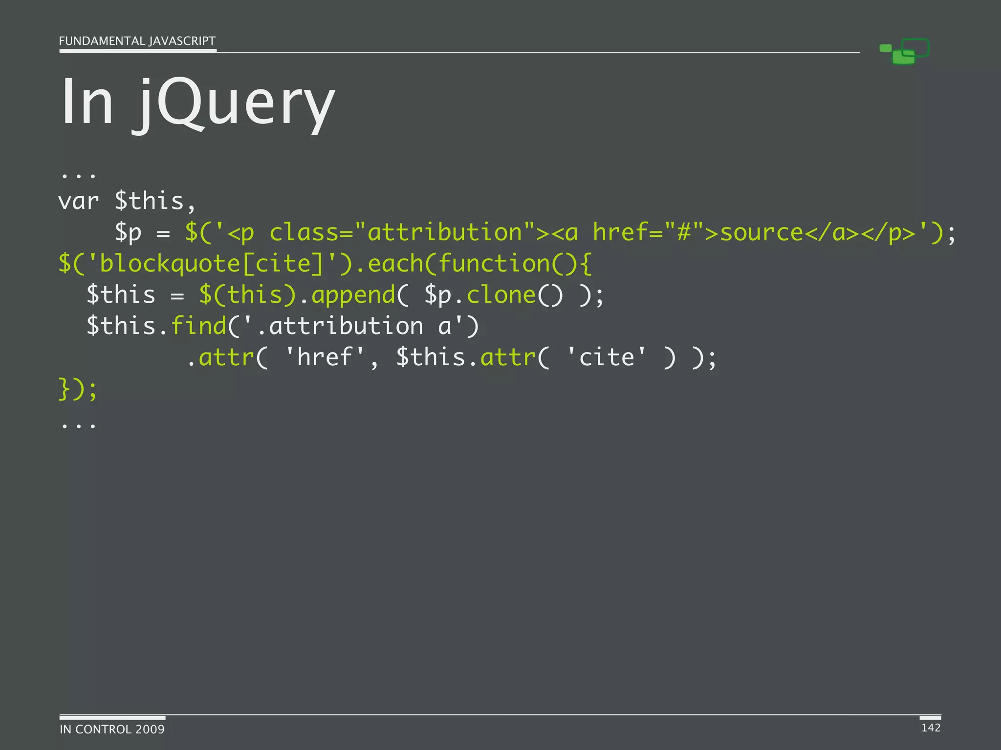 Fundamental JavaScript [In Control 2009]