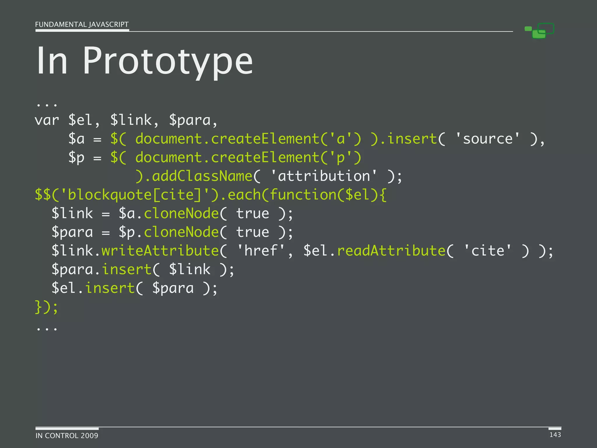 Fundamental JavaScript [In Control 2009]