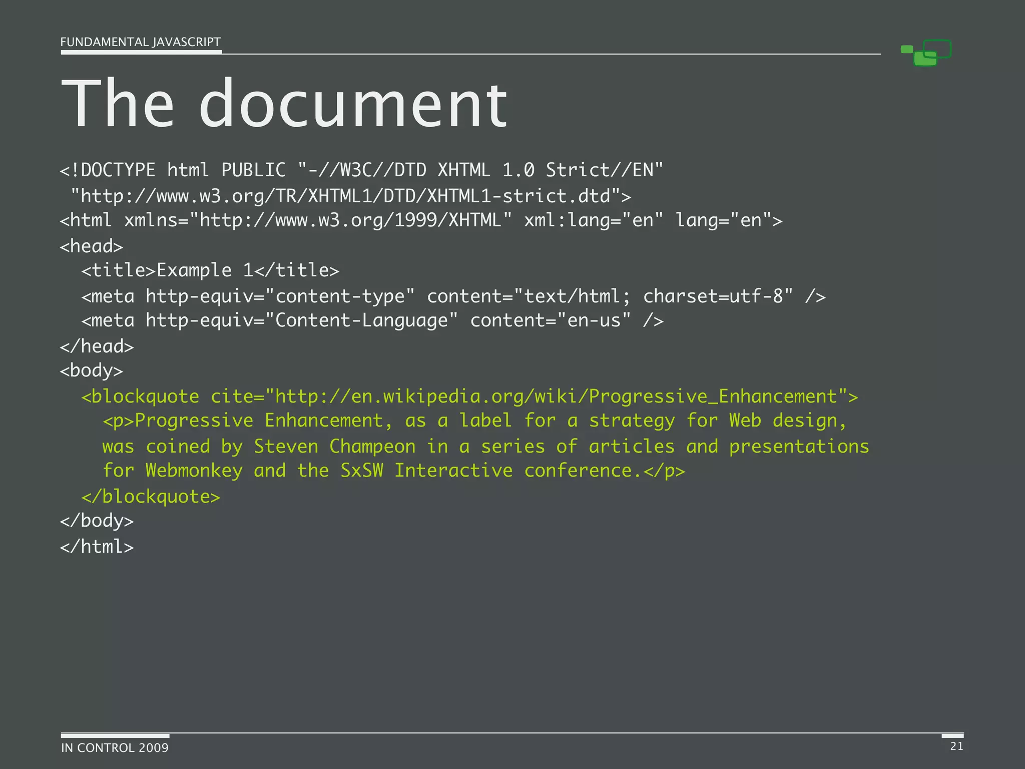 Fundamental JavaScript [In Control 2009]