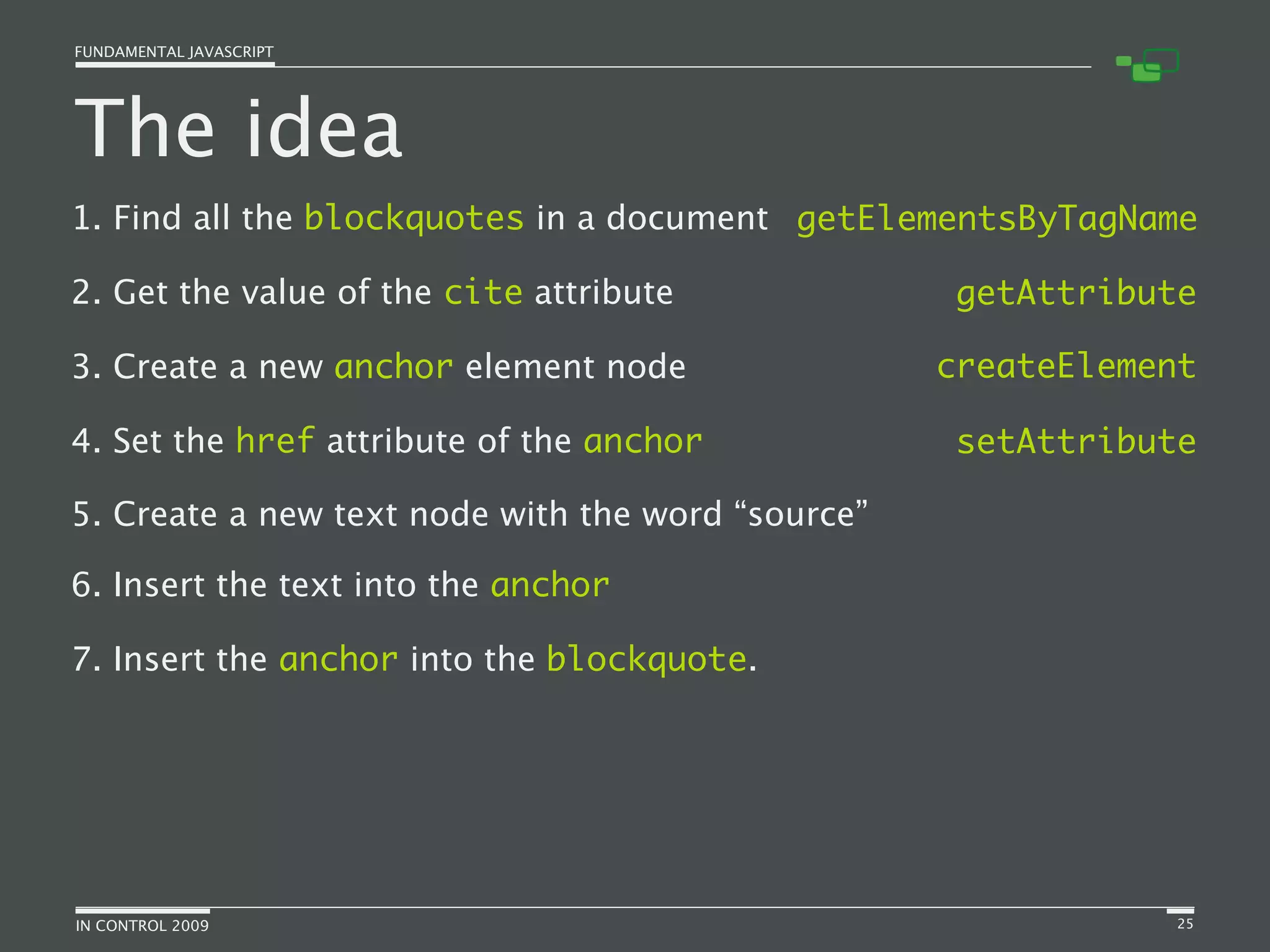 Fundamental JavaScript [In Control 2009]