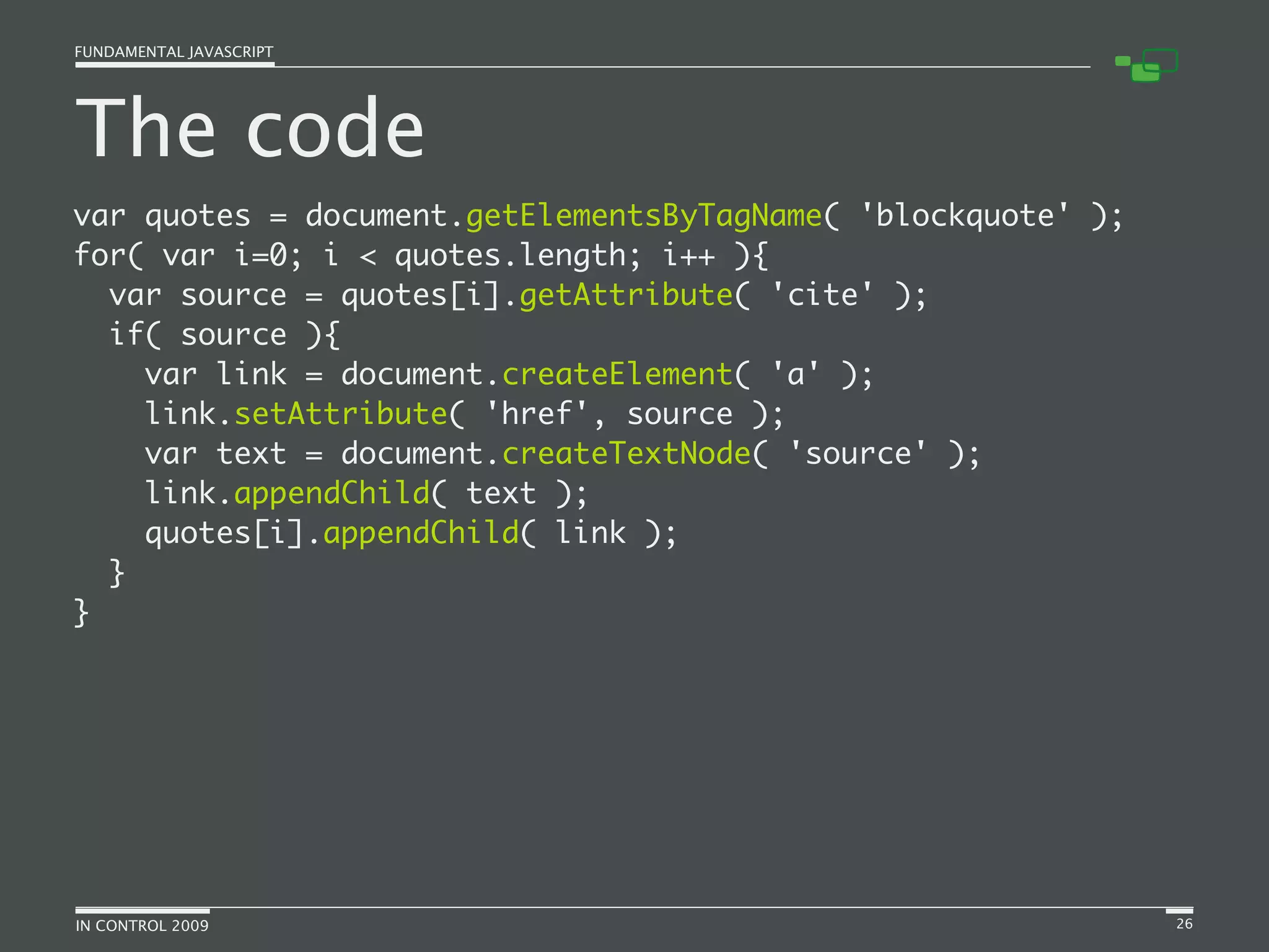 Fundamental JavaScript [In Control 2009]