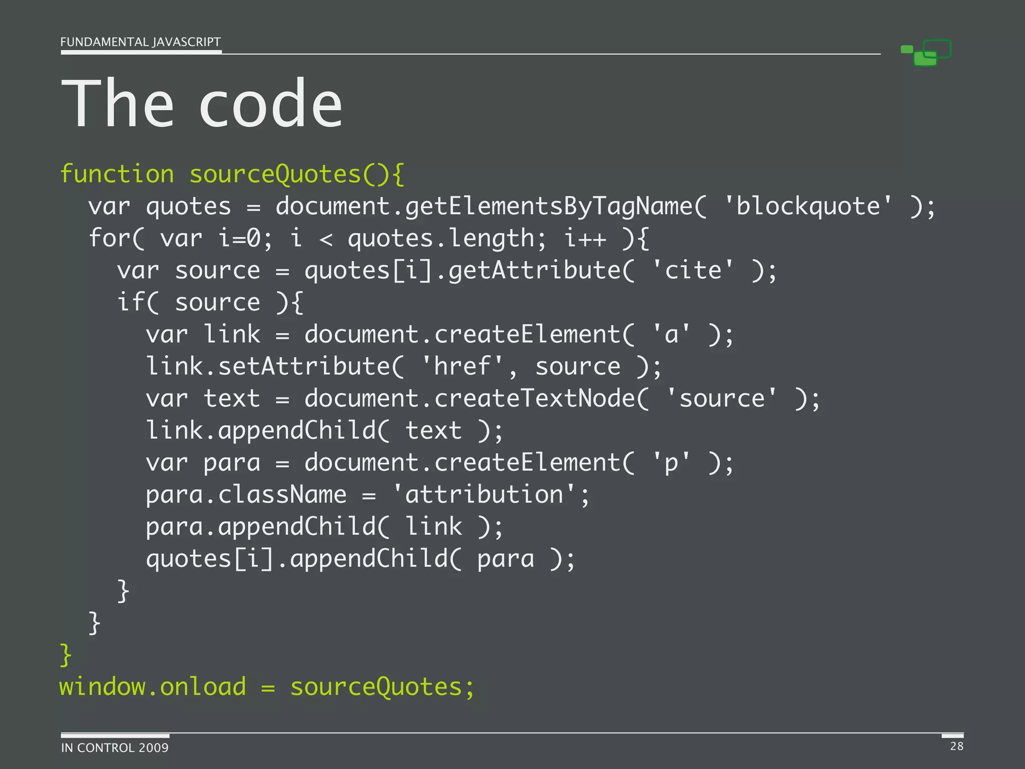 Fundamental JavaScript [In Control 2009]