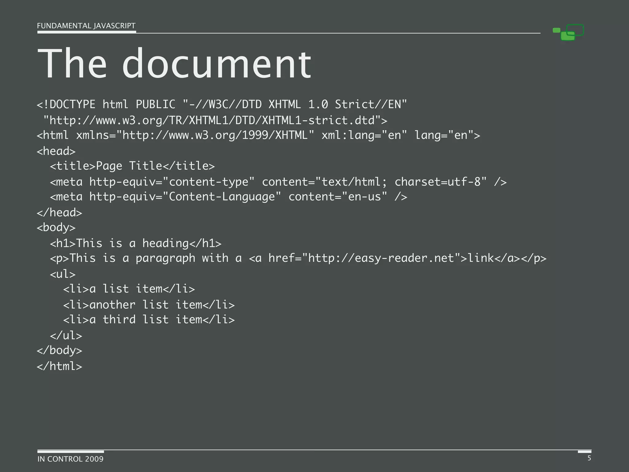 Fundamental JavaScript [In Control 2009]