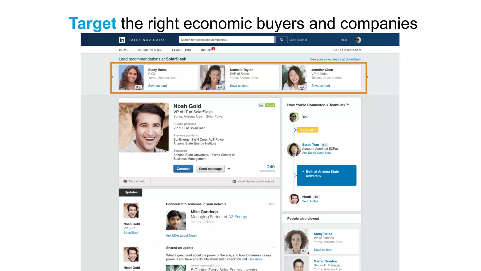 Target the right economic buyers and companies
 