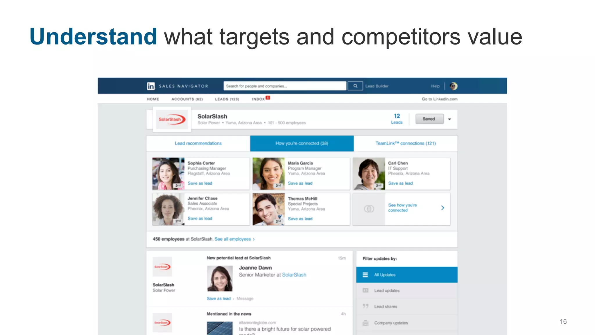 16
Understand what targets and competitors value
 