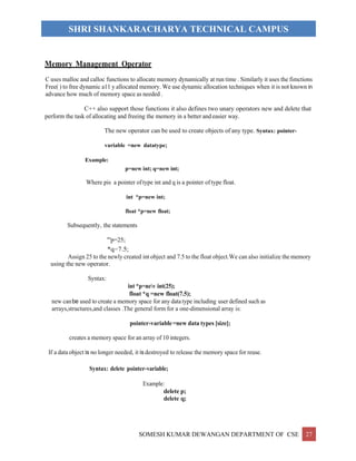 fundamental of c++ for students of b.tech iii rd year student | PDF