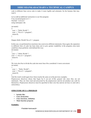 fundamental of c++ for students of b.tech iii rd year student | PDF