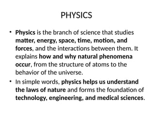 Comprehensive Fundamentals of Physics: Concepts, Branches, and ...