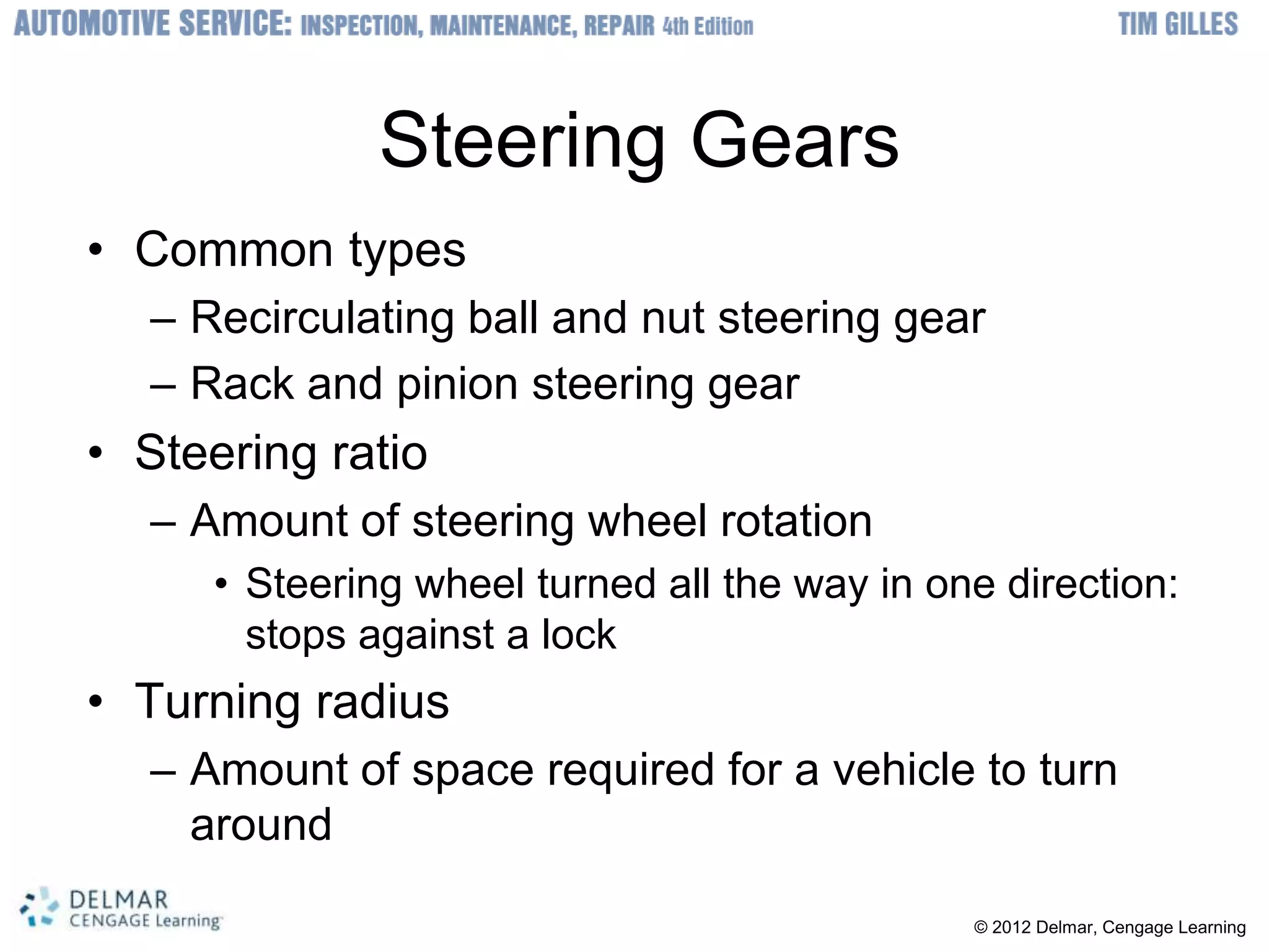 Steering Gear Ruler Fundamental of steering system in automotive car | PPTX