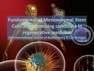 Fundamental of Mesenchymal Stem
  Cells as a promising candidate in
        regenerative medicine
(The International Journal of Biochemistry & Cell Biology)
 