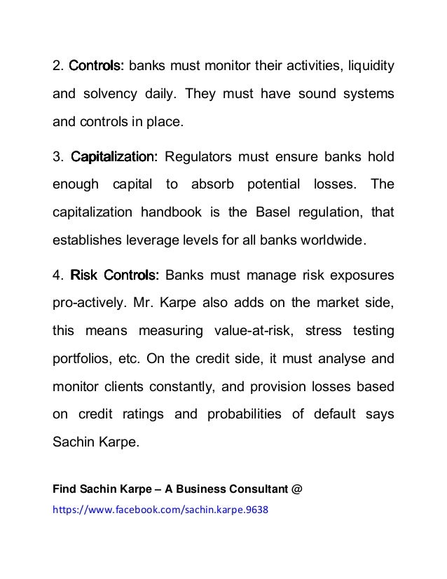 Fundamental principles of a sound banking system