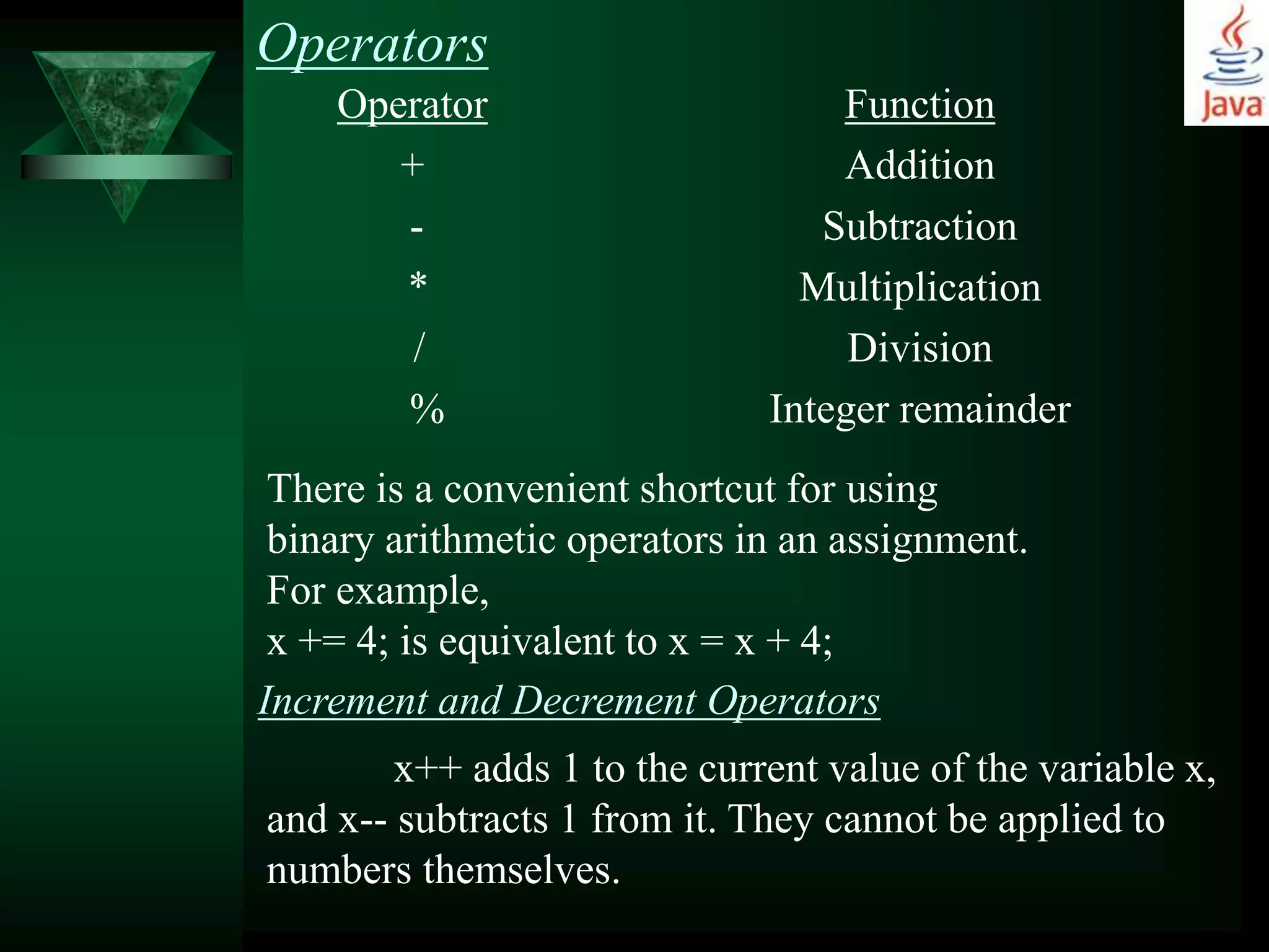Fundamental programming structures in java | PPTX