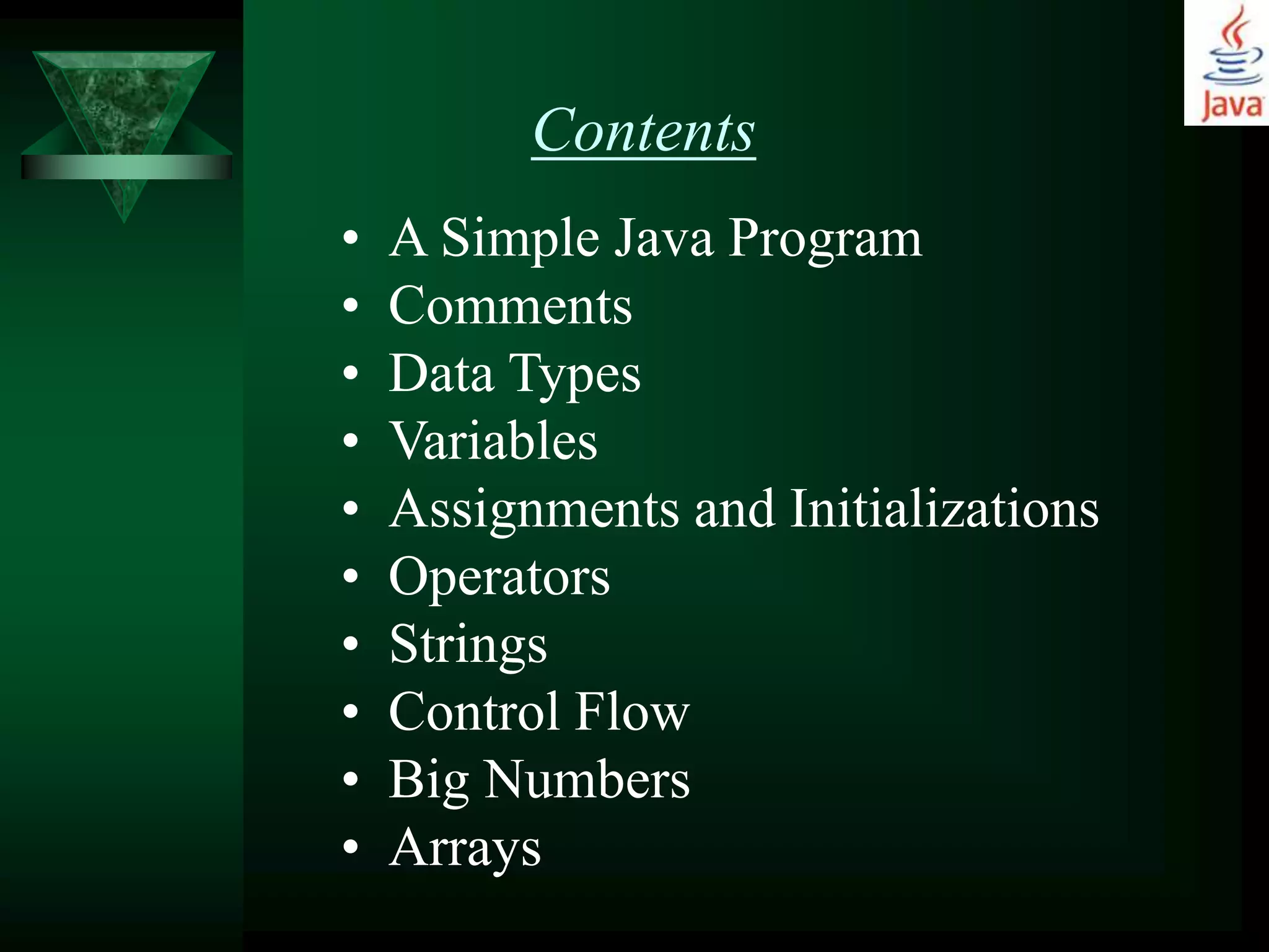 Fundamental programming structures in java | PPTX