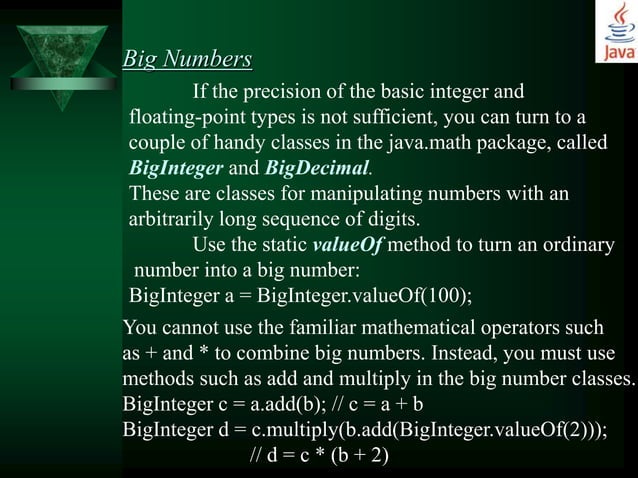 Fundamental programming structures in java | PPTX