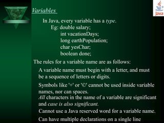 Fundamental programming structures in java | PPTX
