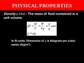 P Rho Fundamental Properties of Fluids flashes | PPTX