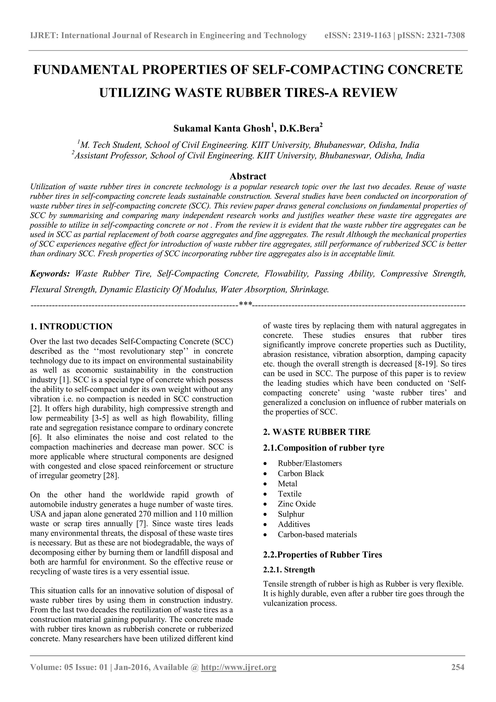 Fundamental properties of self compacting concrete utilizing waste ...