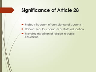 Understanding Fundamental Rights: Articles 27 & 28 of Indian ...
