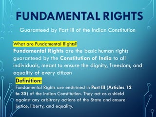 Indian Constitution Fundamental Rights Presentation | PPTX
