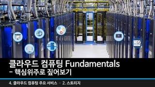 클라우드 컴퓨팅 Fundamentals
- 핵심위주로 짚어보기
4. 클라우드 컴퓨팅 주요 서비스 – 2. 스토리지
 