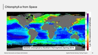 Chlorophyll-a from Space
National Aeronautics and Space Administration Applied Remote Sensing Training Program 49
MODIS chlorophyll-a Northern Hemisphere Spring 2014
 
