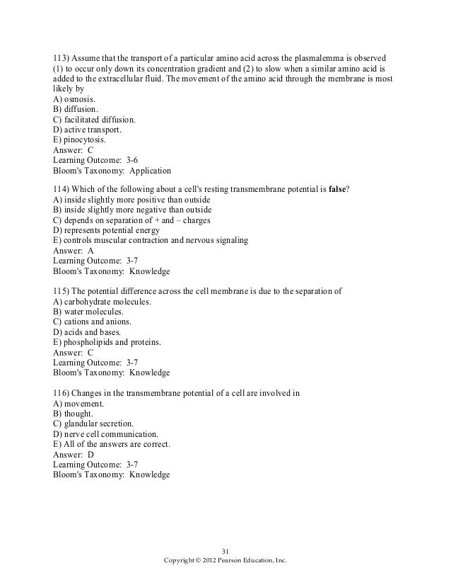 Pearson Human Anatomy And Physiology 9th Edition Test Bank
