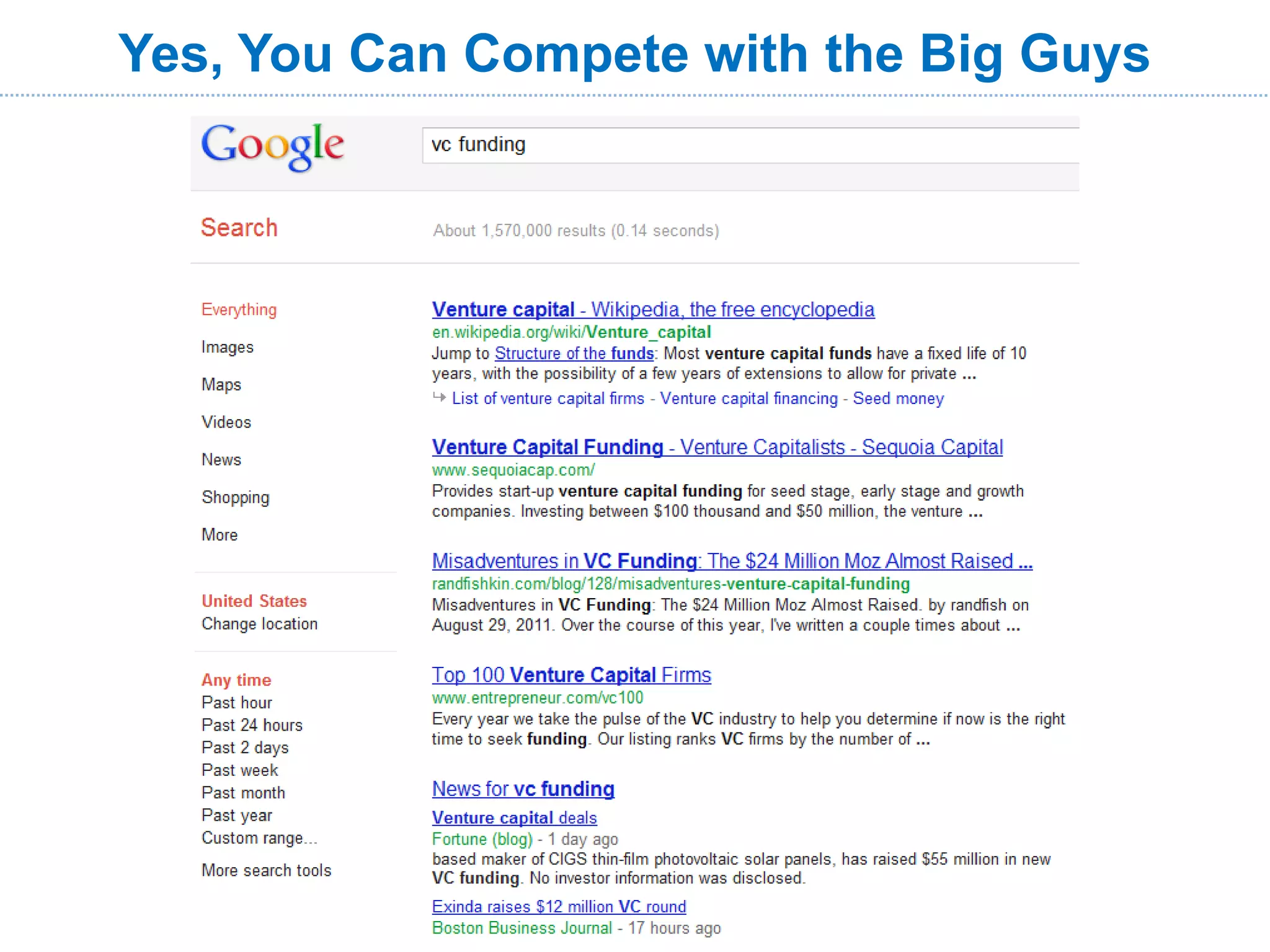 Yes, You Can Compete with the Big Guys
 