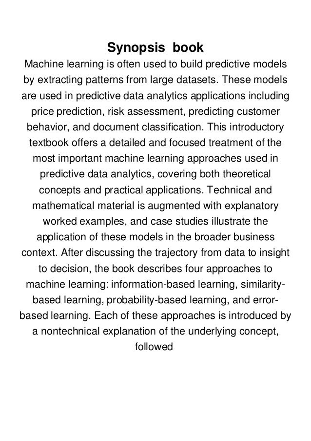 machine learning for predictive data analytics pdf