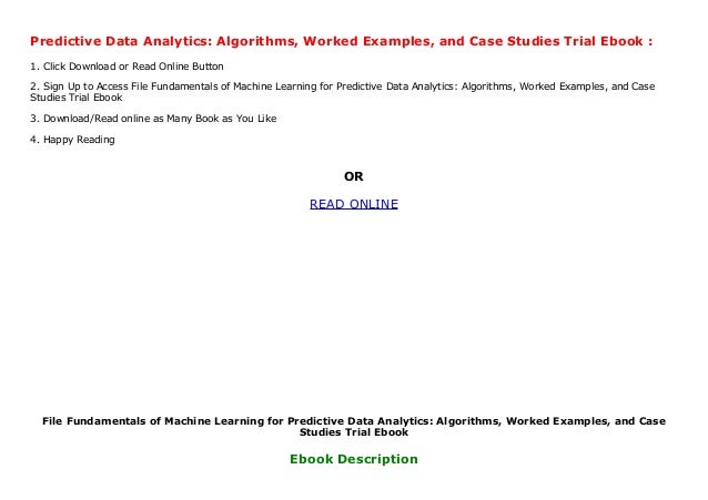 fundamentals of machine learning for predictive data analytics download