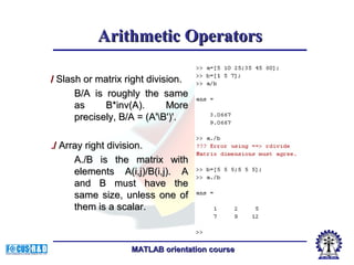 Division Operator Matlab Fundamentals of matlab programming | PPT
