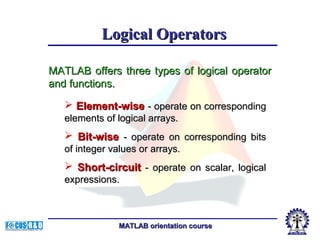 Matlab Logical Oper Fundamentals of matlab programming | PPT