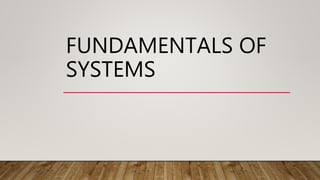 FUNDAMENTALS OF
SYSTEMS
 