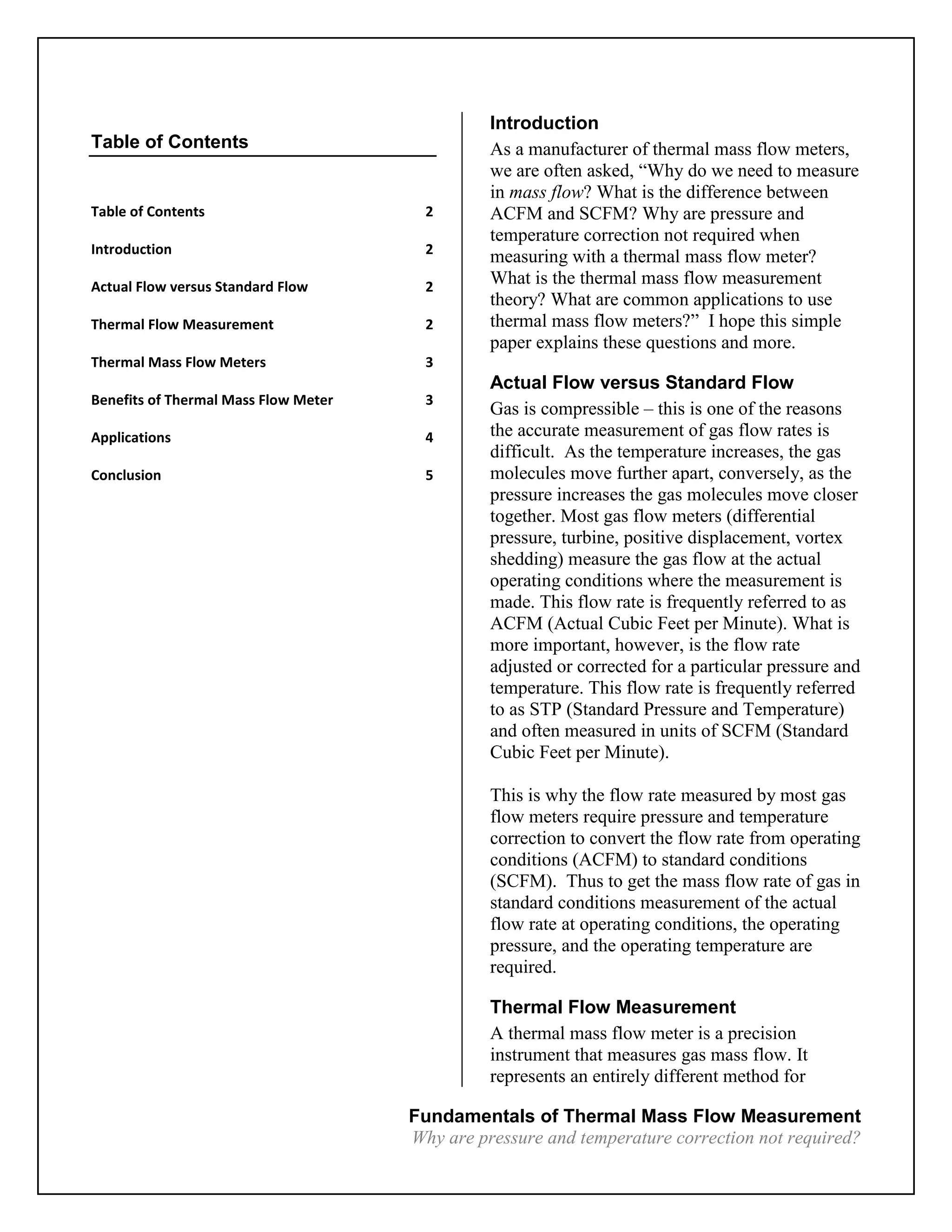 Fundamentals of Thermal Mass Flow Measurement | PDF