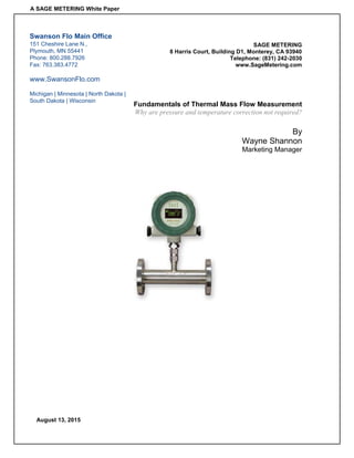 [Type text]
August 13, 2015
SAGE METERING
8 Harris Court, Building D1, Monterey, CA 93940
Telephone: (831) 242-2030
www.Sa...