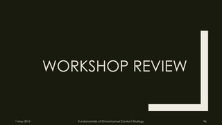 WORKSHOP REVIEW
1 May 2015 Fundamentals of Omnichannel Content Strategy 96
 