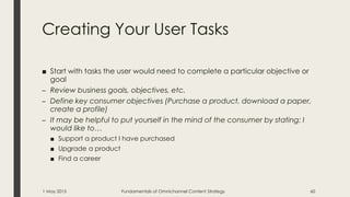 Creating Your User Tasks
■ Start with tasks the user would need to complete a particular objective or
goal
– Review busine...