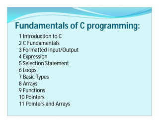 Fundamentals C programming and strong your skills. | PDF