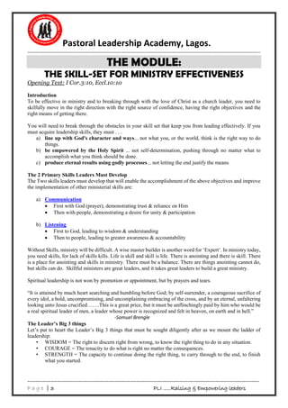Fundamental skill set for ministry effectiveness module | PDF