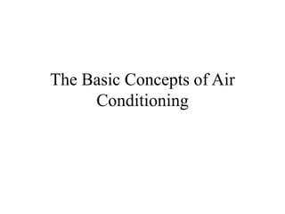 The Basic Concepts of Air
Conditioning
 