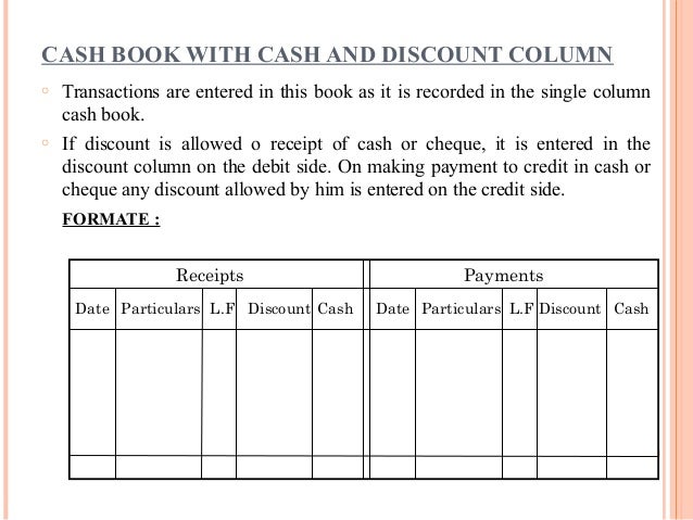 types of cash book cash payment book