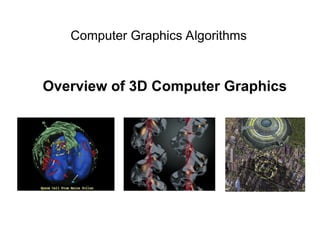 Computer Graphics Algorithms
Overview of 3D Computer Graphics
 